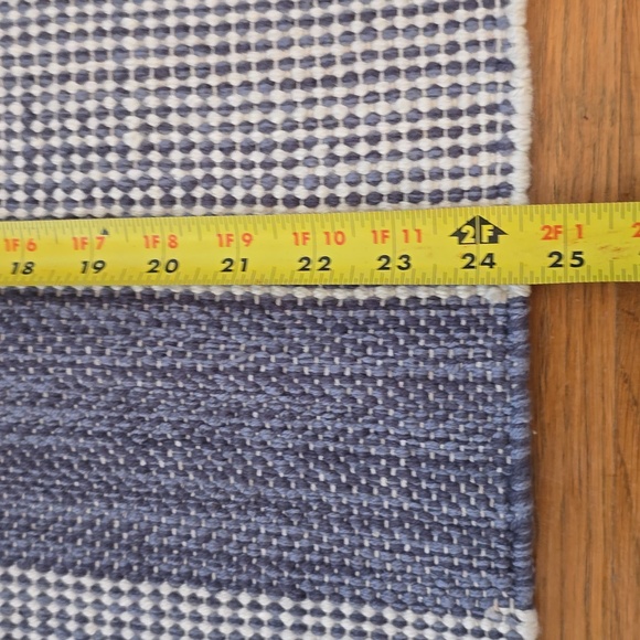 SULLIVAN COLLECTION HANDCRAFTED BLUE STRIPES ACCENT RUG SIZE 24" x 36" - Picture 13 of 13